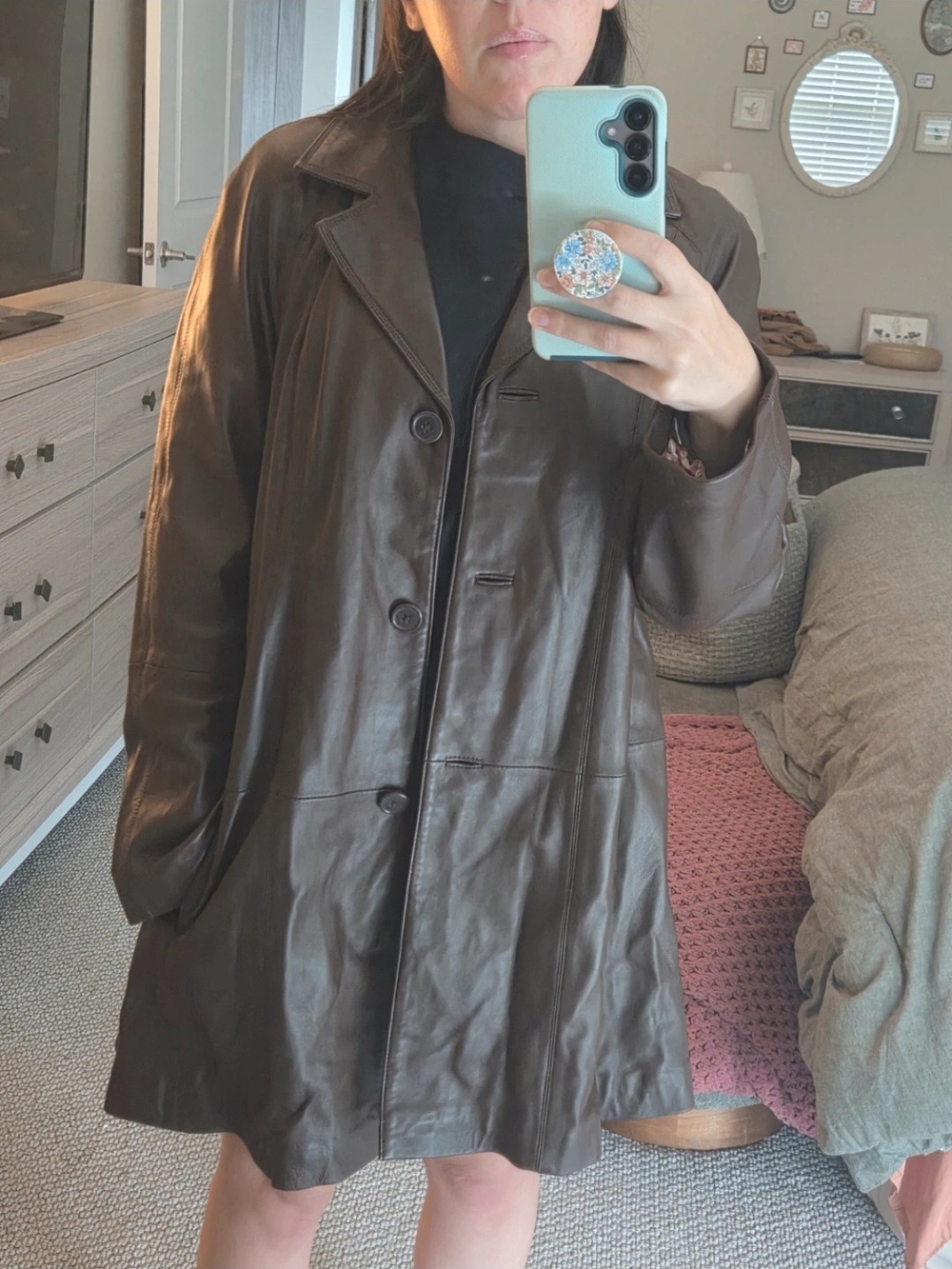 Centigrade Women's Dark Brown Leather Button-Front Jacket - Picture 2 of 5